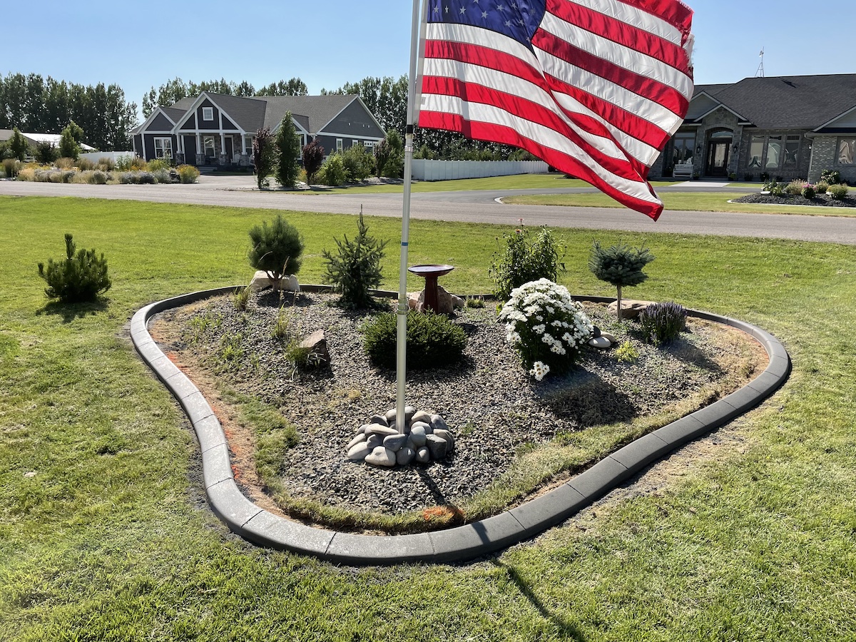 Curb around American flag